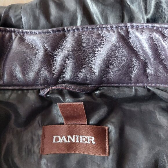 Danier Chloe Leather Fur Collar Purple Lined Jacket Coat Mid Length Sz S/8/UK12 - Picture 9 of 14